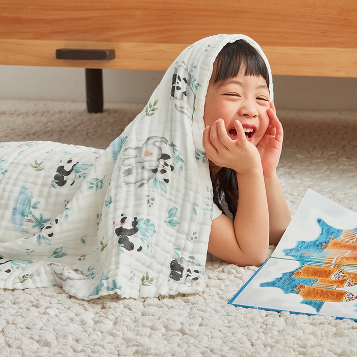 91家纺网 家纺一手货源 找家纺 嗨生活 2026新款A类婴幼儿童夏凉空调被子浴巾六层纱布毛巾被纯棉办公室幼儿园午睡盖毯子 竹林熊猫