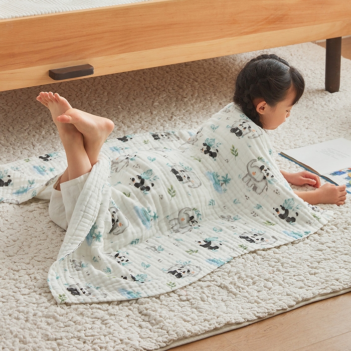 91家纺网 家纺一手货源 找家纺 嗨生活 2026新款A类婴幼儿童夏凉空调被子浴巾六层纱布毛巾被纯棉办公室幼儿园午睡盖毯子 竹林熊猫