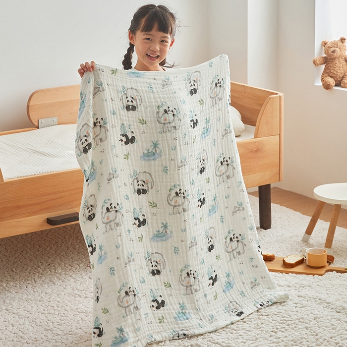 91家纺网 家纺一手货源 找家纺 嗨生活 2026新款A类婴幼儿童夏凉空调被子浴巾六层纱布毛巾被纯棉办公室幼儿园午睡盖毯子 竹林熊猫