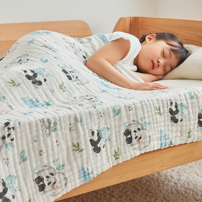 91家纺网 家纺一手货源 找家纺 嗨生活 2026新款A类婴幼儿童夏凉空调被子浴巾六层纱布毛巾被纯棉办公室幼儿园午睡盖毯子 竹林熊猫