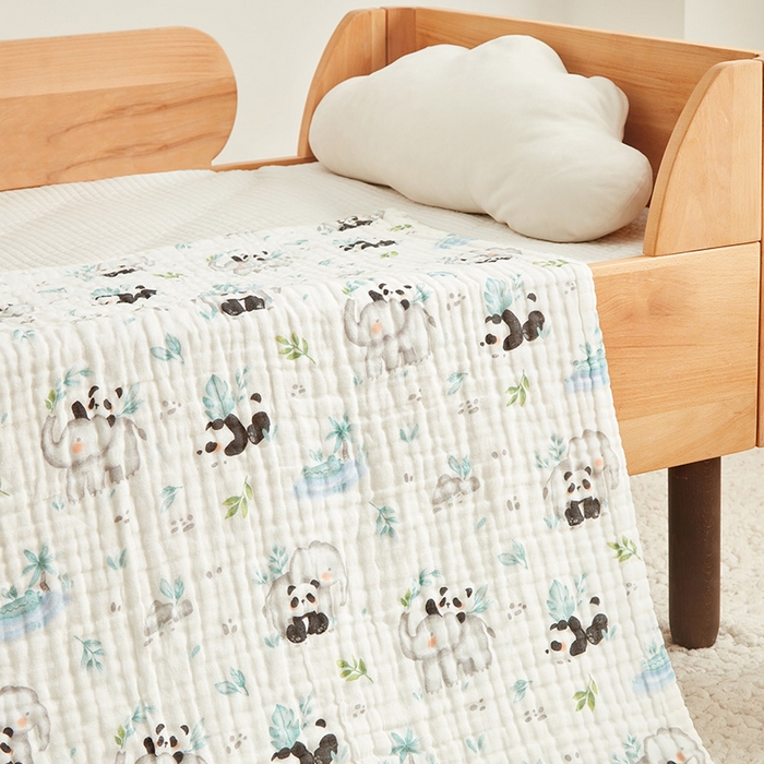 91家纺网 家纺一手货源 找家纺 嗨生活 2026新款A类婴幼儿童夏凉空调被子浴巾六层纱布毛巾被纯棉办公室幼儿园午睡盖毯子 竹林熊猫