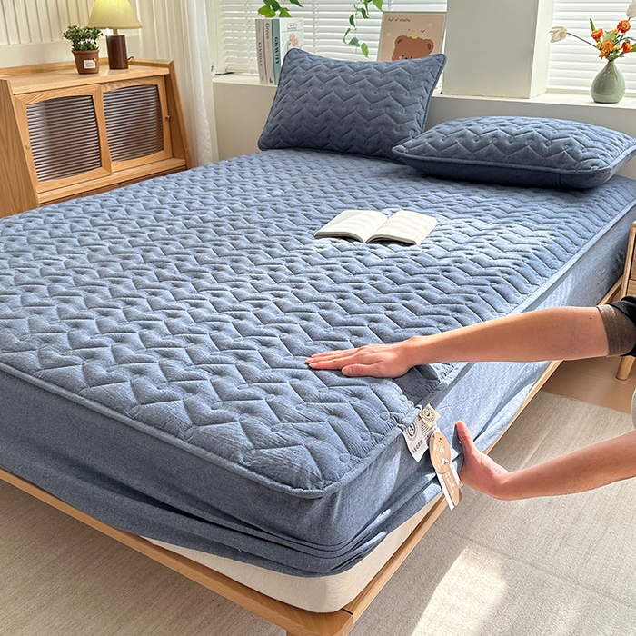 91家纺网 家纺一手货源 找家纺 （总）犇牛仓储供应链 2026新款全棉色织水洗棉夹棉床笠床垫【可定制】