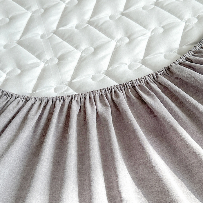 91家纺网 家纺一手货源 找家纺 犇牛仓储供应链 2026新款全棉色织水洗棉夹棉床笠床垫【可定制】 纯色素雅-冰山灰