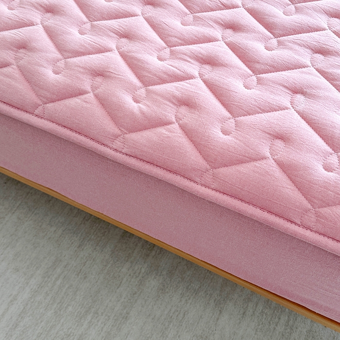 91家纺网 家纺一手货源 找家纺 犇牛仓储供应链 2026新款全棉色织水洗棉夹棉床笠床垫【可定制】 纯色素雅-豆沙粉