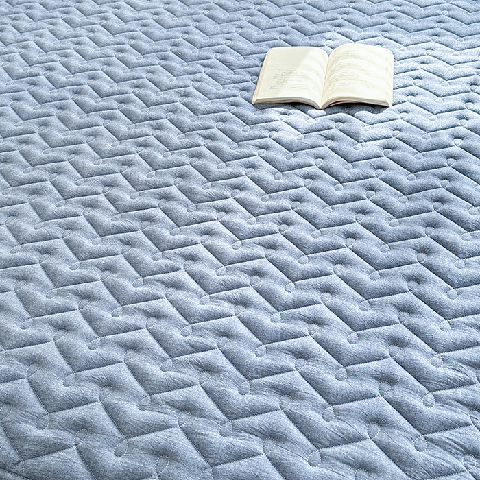 91家纺网 家纺一手货源 找家纺 犇牛仓储供应链 2026新款全棉色织水洗棉夹棉床笠床垫【可定制】 纯色素雅-牛仔蓝