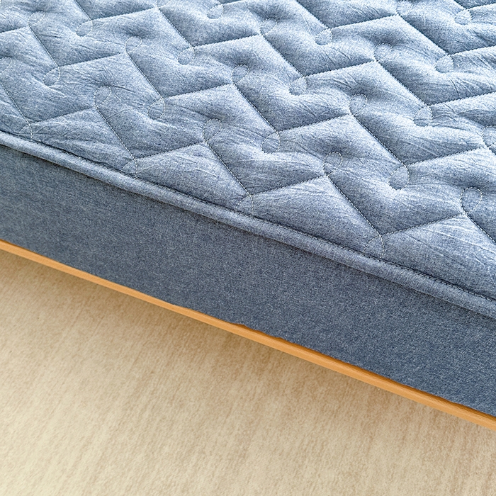 91家纺网 家纺一手货源 找家纺 犇牛仓储供应链 2026新款全棉色织水洗棉夹棉床笠床垫【可定制】 纯色素雅-牛仔蓝