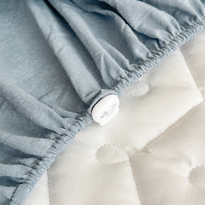 91家纺网 家纺一手货源 找家纺 犇牛仓储供应链 2026新款全棉色织水洗棉夹棉床笠床垫【可定制】 纯色素雅-清雅蓝