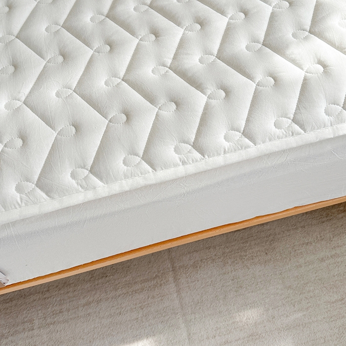 91家纺网 家纺一手货源 找家纺 犇牛仓储供应链 2026新款全棉色织水洗棉夹棉床笠床垫【可定制】 纯色素雅-月光白