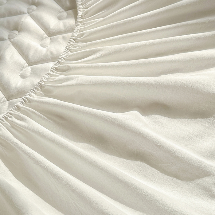 91家纺网 家纺一手货源 找家纺 犇牛仓储供应链 2026新款全棉色织水洗棉夹棉床笠床垫【可定制】 纯色素雅-月光白