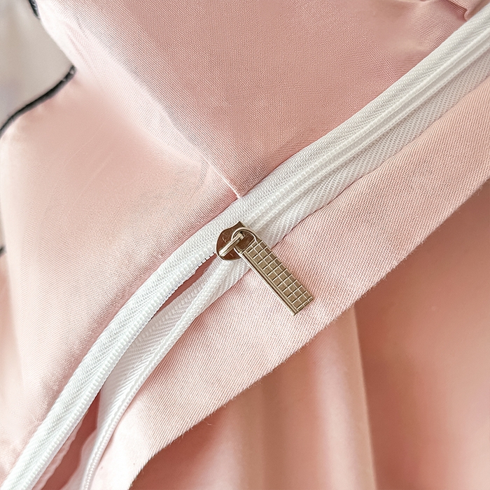 91家纺网 家纺一手货源 找家纺 格里芬家纺 2026新款全棉精梳棉韩系花边款印花四件套 波西娅-粉