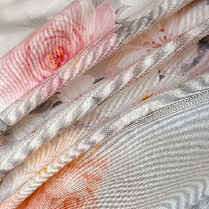 91家纺网 家纺一手货源 找家纺 格里芬家纺 2026新款全棉精梳棉韩系花边款印花四件套 蝶美花香-白