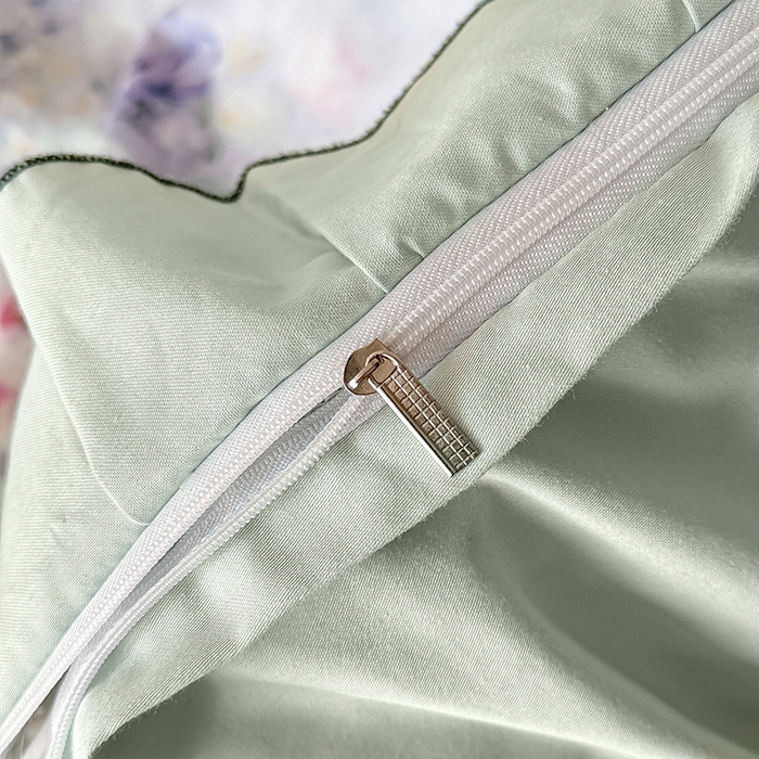 91家纺网 家纺一手货源 找家纺 格里芬家纺 2026新款全棉精梳棉韩系花边款印花四件套 洛莉娅-绿