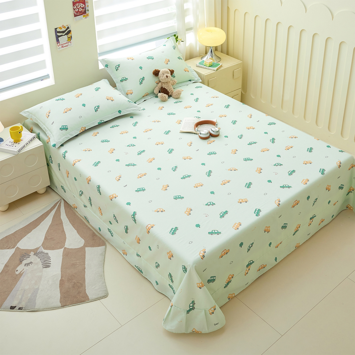 91家纺网 家纺一手货源 找家纺 元元家居（元元被业） 2026新款全棉13372套件及单品【印花款】-单床单 嘟嘟城