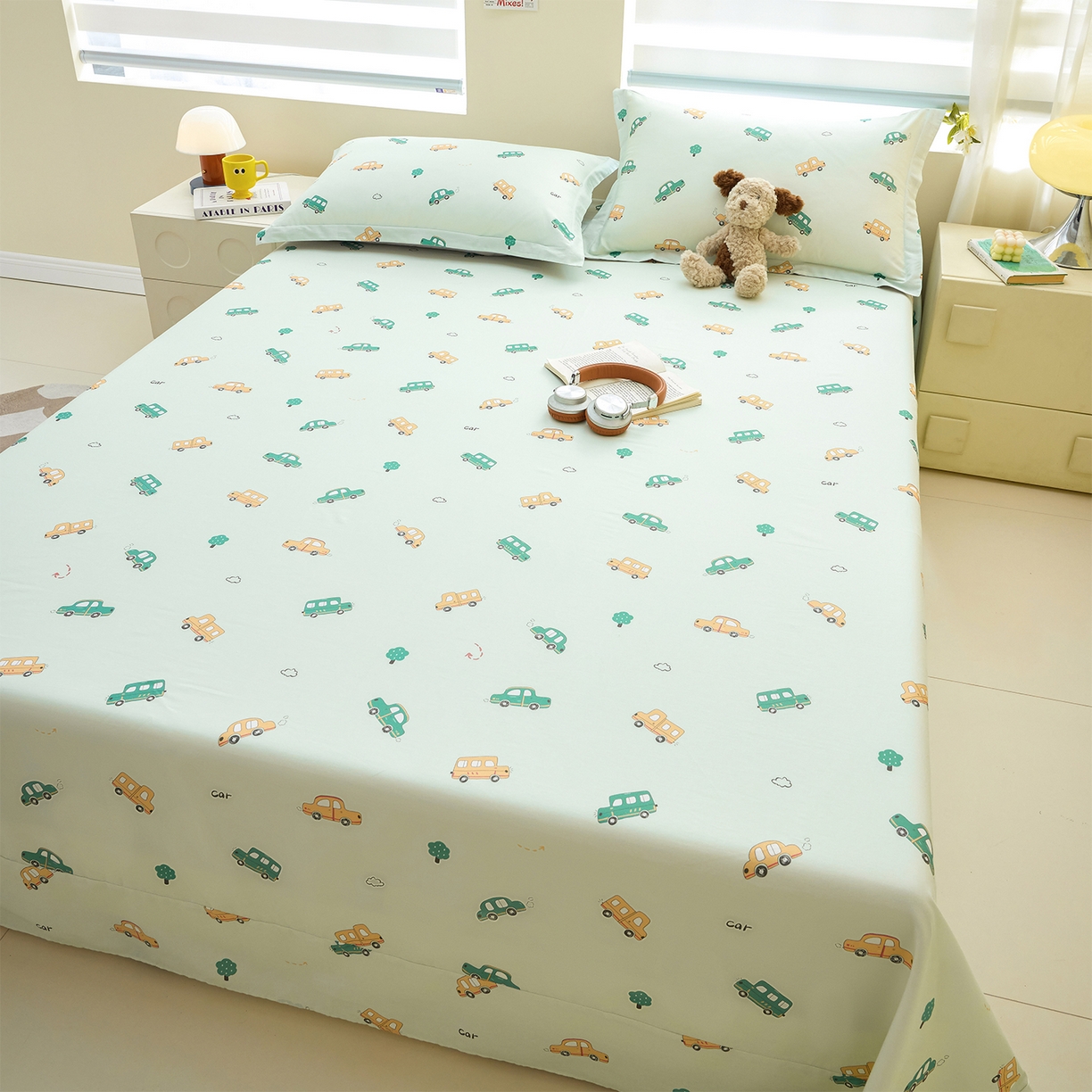 91家纺网 家纺一手货源 找家纺 元元家居（元元被业） 2026新款全棉13372套件及单品【印花款】-单床单 嘟嘟城