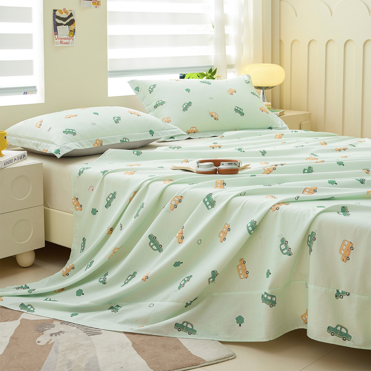 91家纺网 家纺一手货源 找家纺 元元家居（元元被业） 2026新款全棉13372套件及单品【印花款】-单床单 嘟嘟城