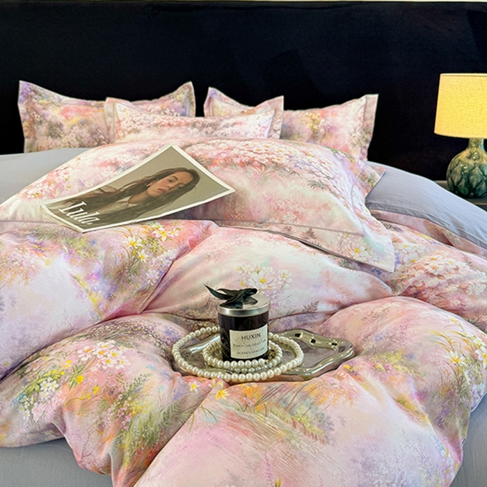 91家纺网 家纺一手货源 找家纺 棠颂家纺 2026新款全棉陶瓷磨毛数码印花四件套（控价不低于150元）云渺