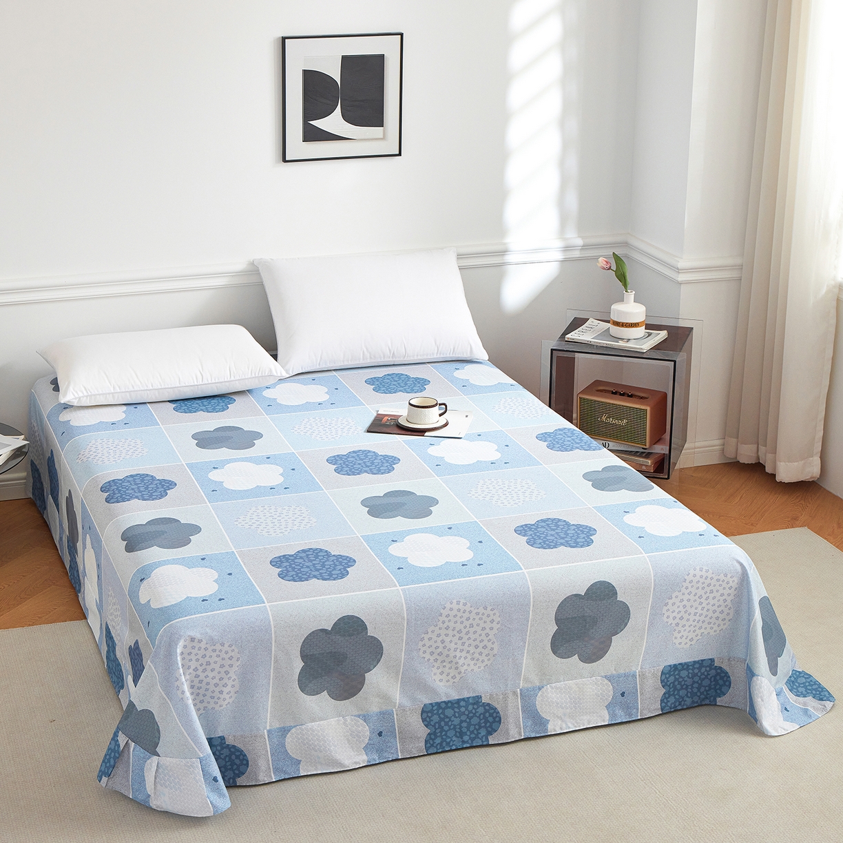 91家纺网 家纺一手货源 找家纺 元元家居（元元被业） 2026新款全棉13372套件及单品【印花款】-单床单 非凡