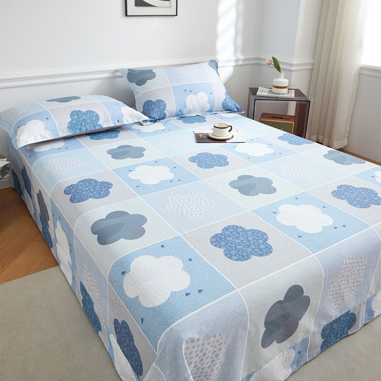 91家纺网 家纺一手货源 找家纺 元元家居（元元被业） 2026新款全棉13372套件及单品【印花款】-单床单 非凡