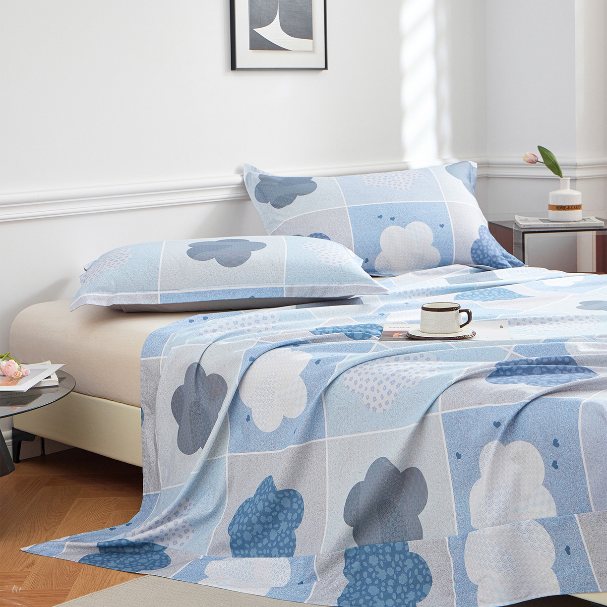 91家纺网 家纺一手货源 找家纺 元元家居（元元被业） 2026新款全棉13372套件及单品【印花款】-单床单 非凡