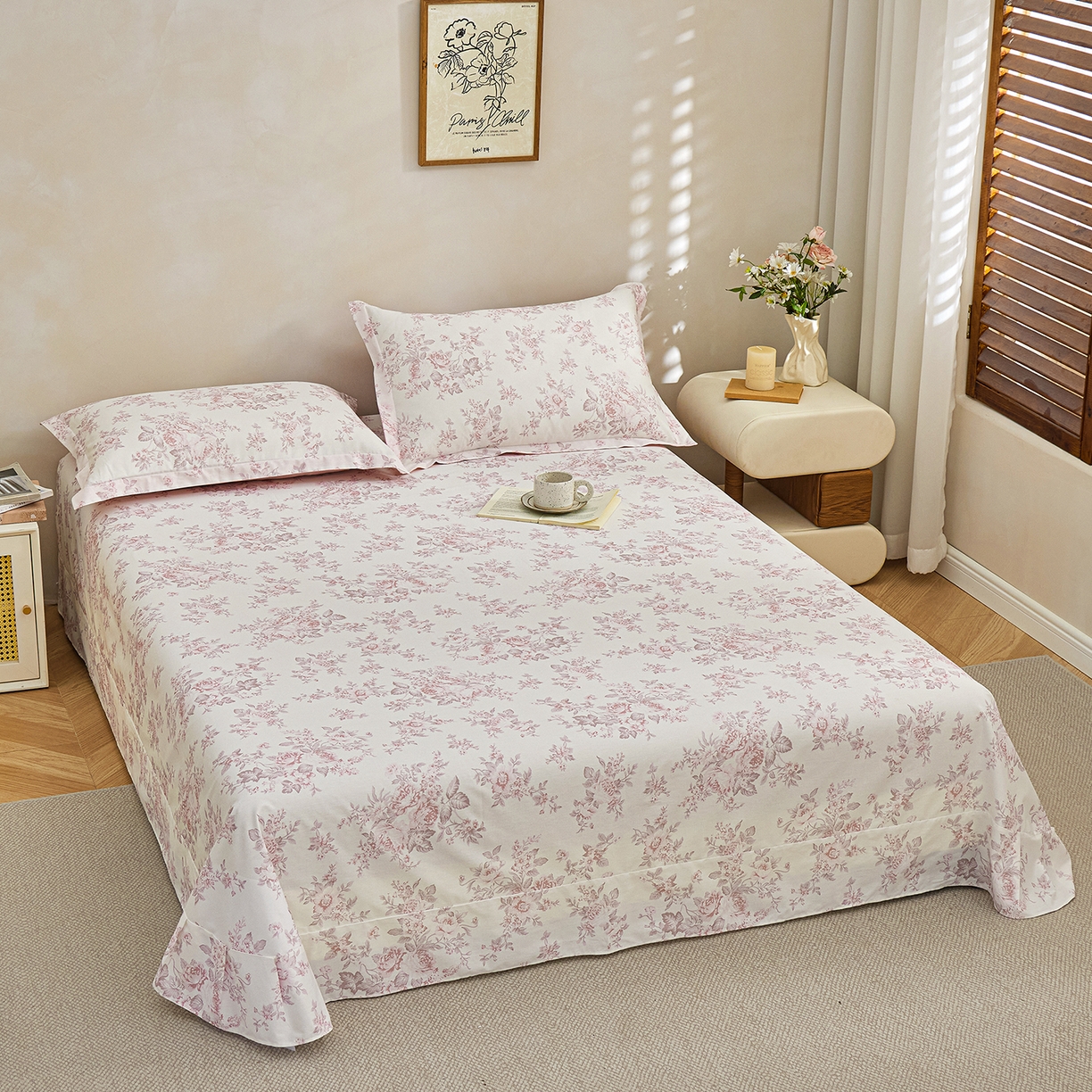 91家纺网 家纺一手货源 找家纺 元元家居（元元被业） 2026新款全棉13372套件及单品【印花款】-单床单 芙尔