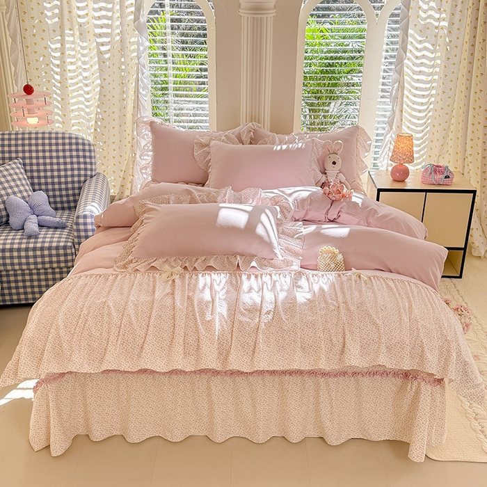 91家纺网 家纺一手货源 找家纺 （总）苏米娜家纺SUMINA 2026新款春夏超柔云朵棉床盖款四件套-艾洛花园系列