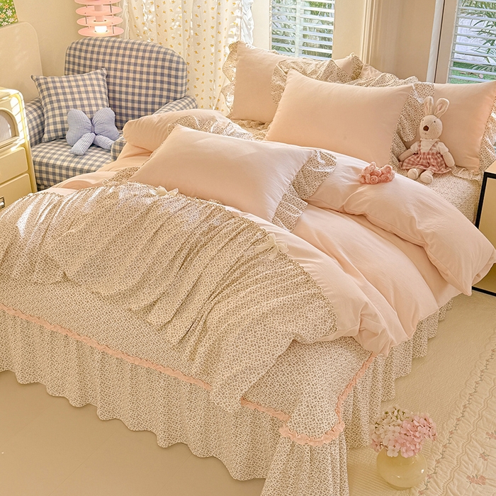 91家纺网 家纺一手货源 找家纺 （总）苏米娜家纺SUMINA 2026新款春夏超柔云朵棉床盖款四件套-艾洛花园系列