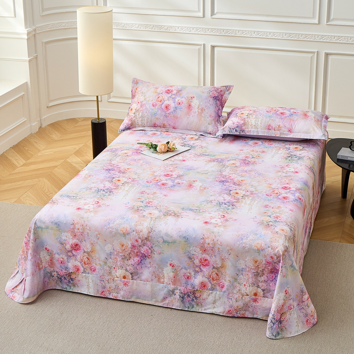 91家纺网 家纺一手货源 找家纺 元元家居（元元被业） 2026新款全棉13372套件及单品【印花款】-单床单 红颜