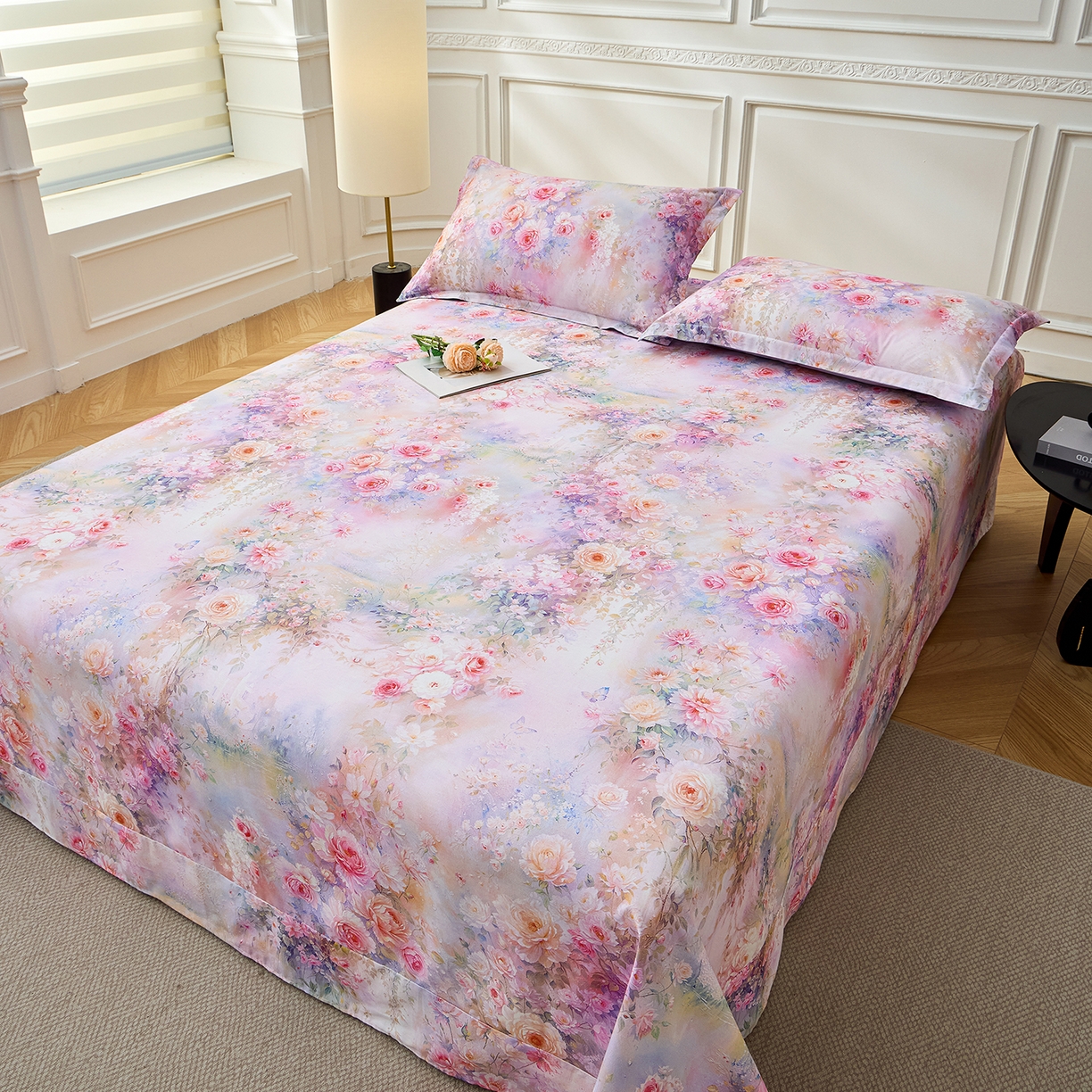 91家纺网 家纺一手货源 找家纺 元元家居（元元被业） 2026新款全棉13372套件及单品【印花款】-单床单 红颜