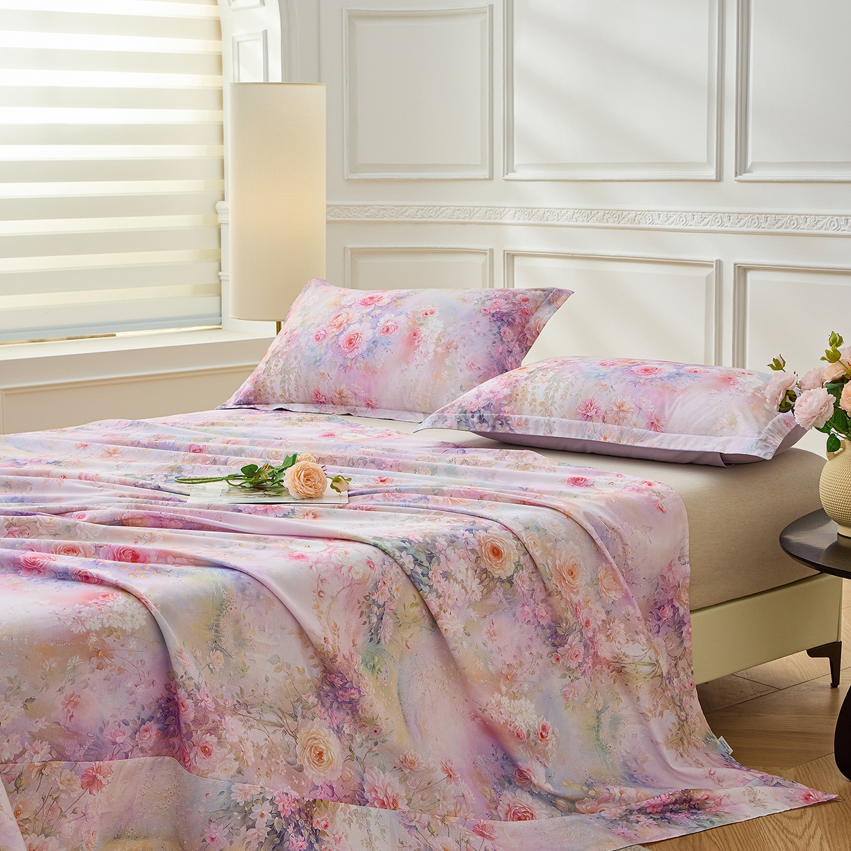 91家纺网 家纺一手货源 找家纺 元元家居（元元被业） 2026新款全棉13372套件及单品【印花款】-单床单 红颜