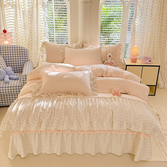 91家纺网 家纺一手货源 找家纺 苏米娜家纺SUMINA 2026新款春夏超柔云朵棉床盖款四件套-艾洛花园系列 艾洛花园-玫瑰金