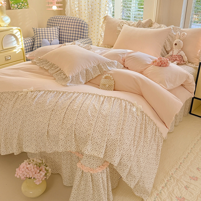 91家纺网 家纺一手货源 找家纺 苏米娜家纺SUMINA 2026新款春夏超柔云朵棉床盖款四件套-艾洛花园系列 艾洛花园-玫瑰金