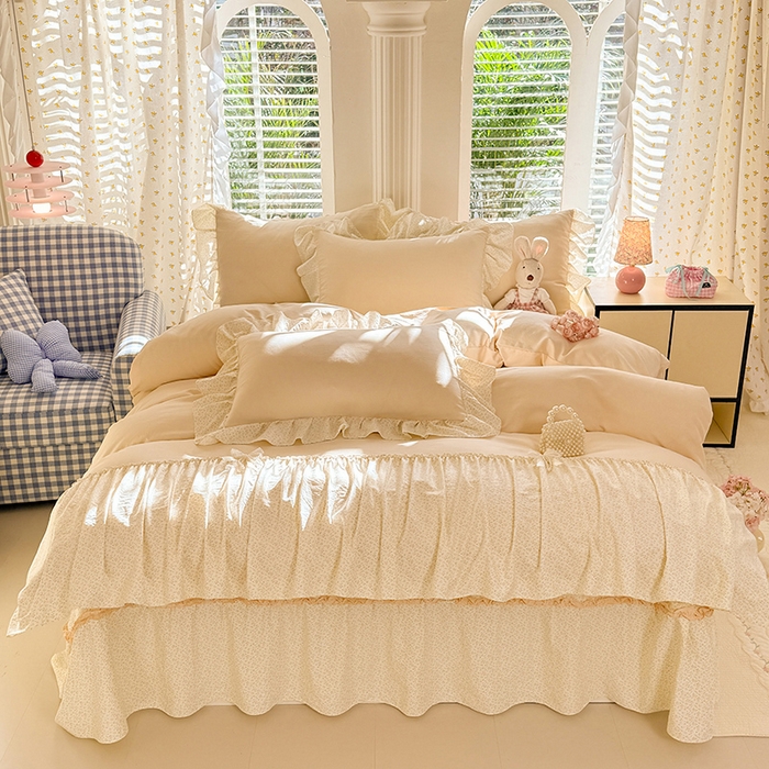 91家纺网 家纺一手货源 找家纺 苏米娜家纺SUMINA 2026新款春夏超柔云朵棉床盖款四件套-艾洛花园系列 艾洛花园-柠檬黄