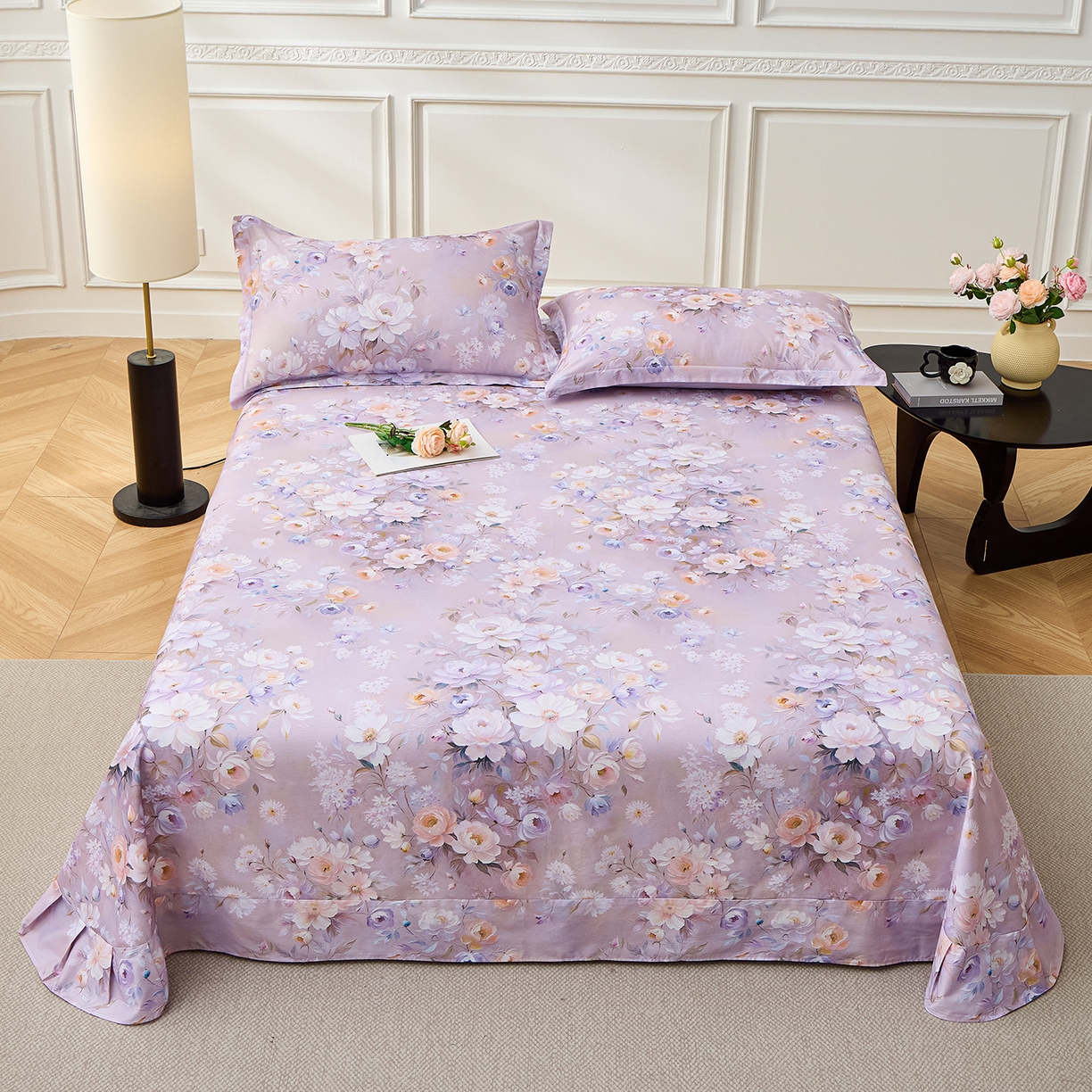 元元家居（元元被业） 2026新款全棉13372套件及单品【印花款】-单床单 花漾紫