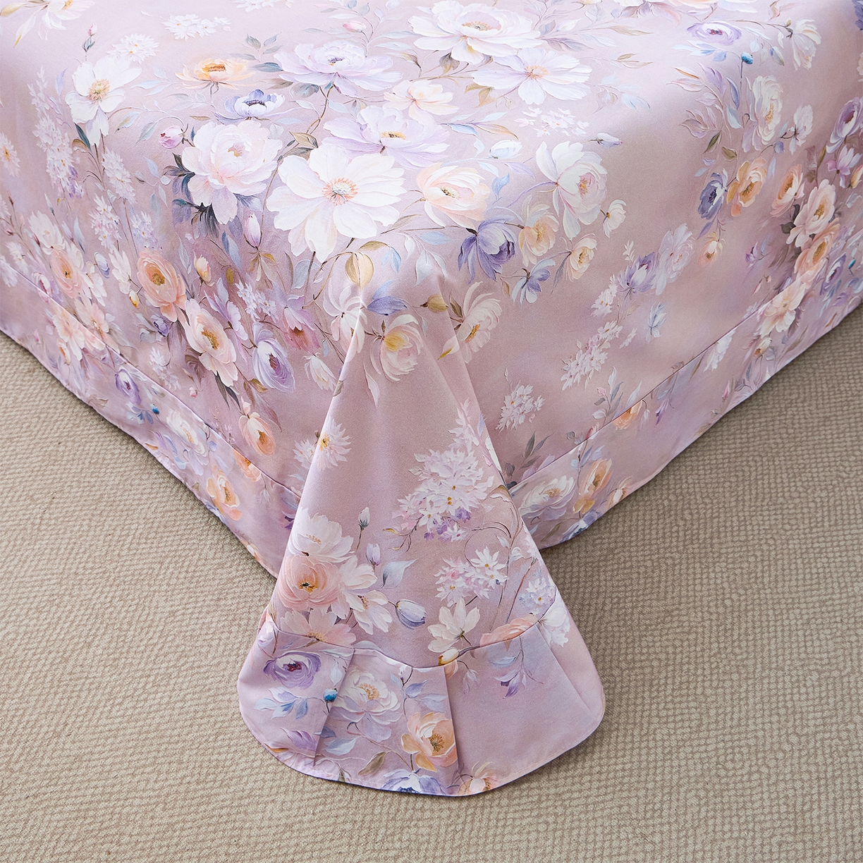 91家纺网 家纺一手货源 找家纺 元元家居（元元被业） 2026新款全棉13372套件及单品【印花款】-单床单 花漾紫