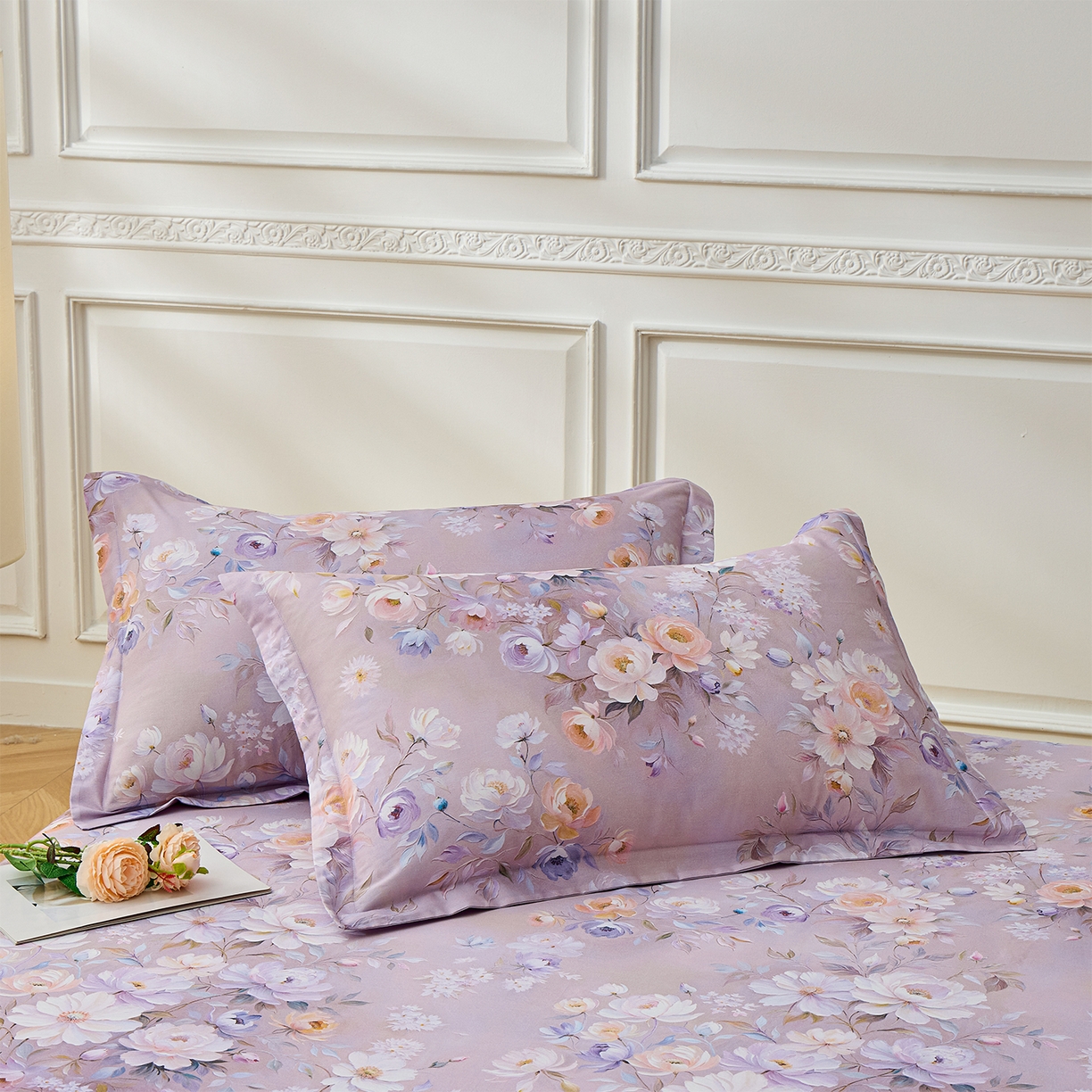 91家纺网 家纺一手货源 找家纺 元元家居（元元被业） 2026新款全棉13372套件及单品【印花款】-单床单 花漾紫