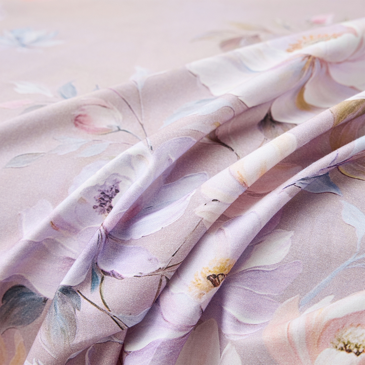 91家纺网 家纺一手货源 找家纺 元元家居（元元被业） 2026新款全棉13372套件及单品【印花款】-单床单 花漾紫