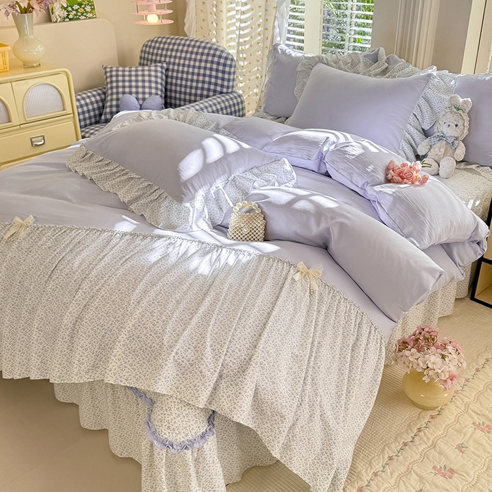 91家纺网 家纺一手货源 找家纺 苏米娜家纺SUMINA 2026新款春夏超柔云朵棉床盖款四件套-艾洛花园系列 艾洛花园-晴川兰