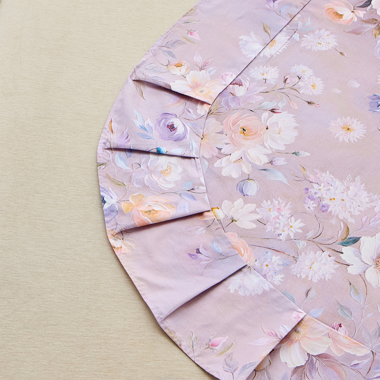 91家纺网 家纺一手货源 找家纺 元元家居（元元被业） 2026新款全棉13372套件及单品【印花款】-单床单 花漾紫