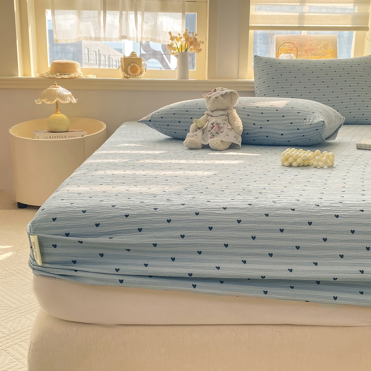 91家纺网 家纺一手货源 找家纺 （总）眠势力 2026新款皱皱三层纱床笠三件套云朵床罩单件床垫保护套四季款