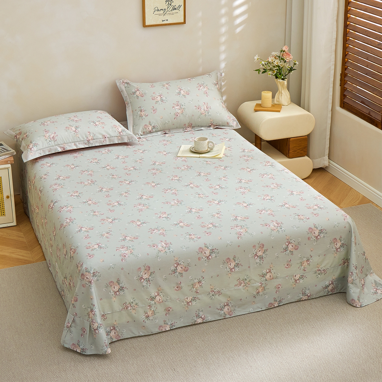 91家纺网 家纺一手货源 找家纺 元元家居（元元被业） 2026新款全棉13372套件及单品【印花款】-单床单 金溪