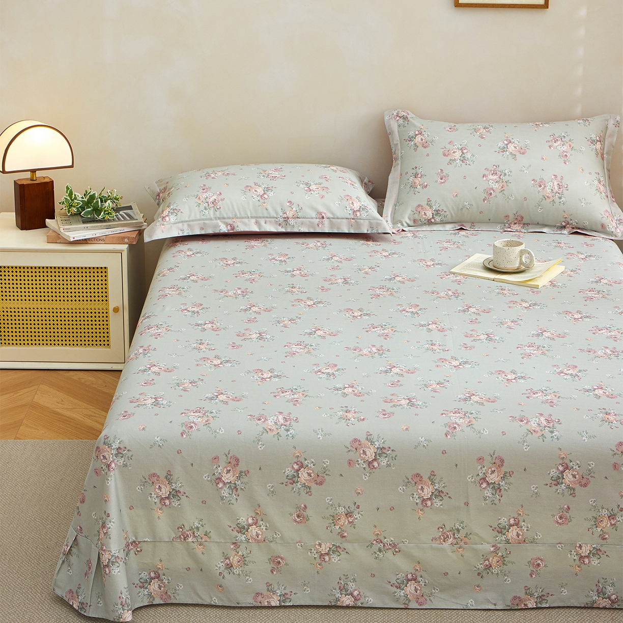 91家纺网 家纺一手货源 找家纺 元元家居（元元被业） 2026新款全棉13372套件及单品【印花款】-单床单 金溪