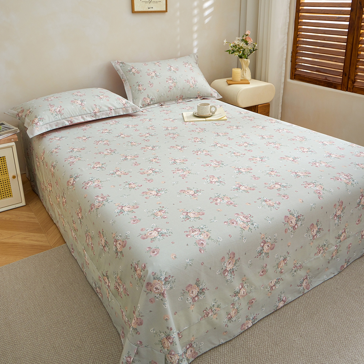 91家纺网 家纺一手货源 找家纺 元元家居（元元被业） 2026新款全棉13372套件及单品【印花款】-单床单 金溪