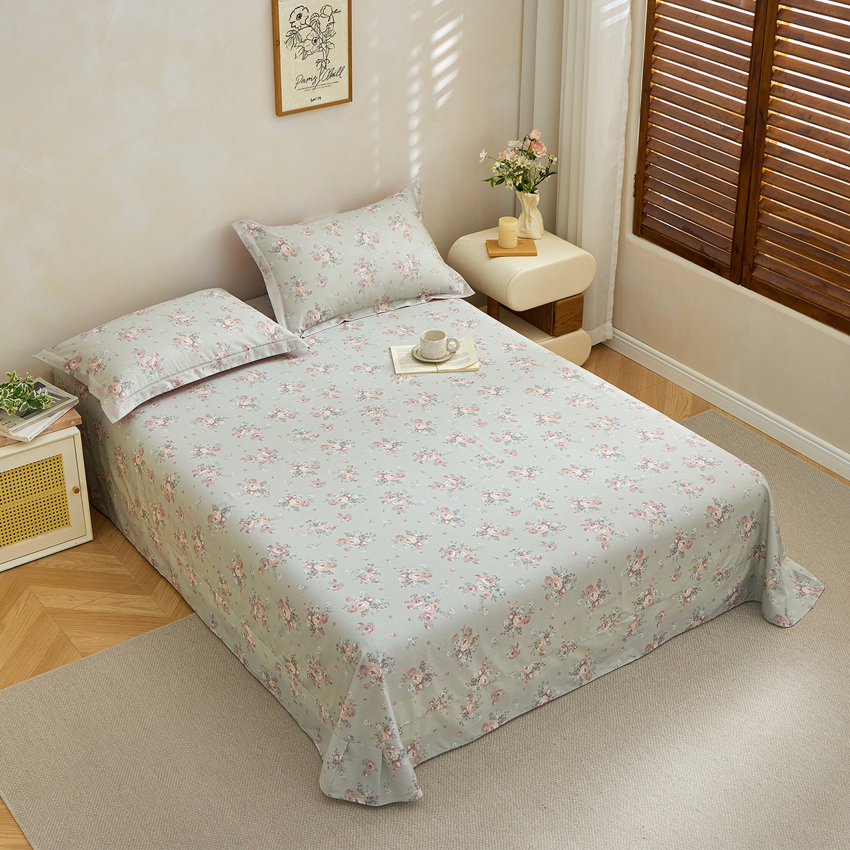 91家纺网 家纺一手货源 找家纺 元元家居（元元被业） 2026新款全棉13372套件及单品【印花款】-单床单 金溪