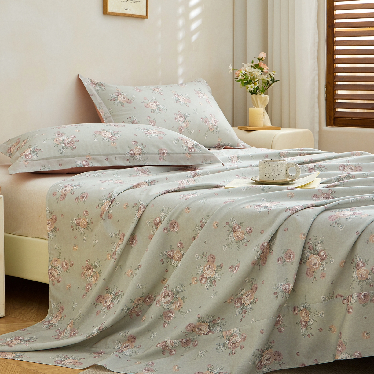 91家纺网 家纺一手货源 找家纺 元元家居（元元被业） 2026新款全棉13372套件及单品【印花款】-单床单 金溪