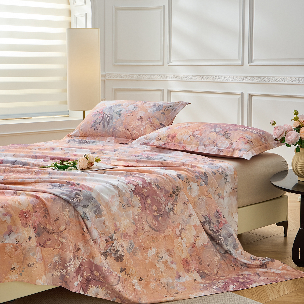 91家纺网 家纺一手货源 找家纺 元元家居（元元被业） 2026新款全棉13372套件及单品【印花款】-单床单 惊艳