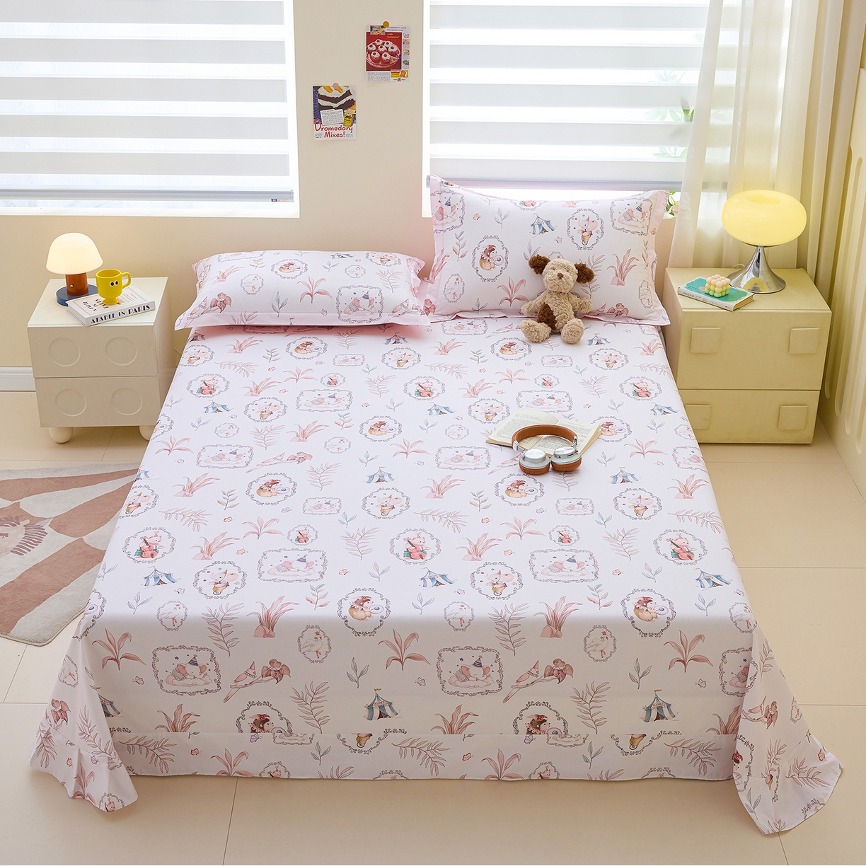 元元家居（元元被业） 2026新款全棉13372套件及单品【印花款】-单床单 乐园粉