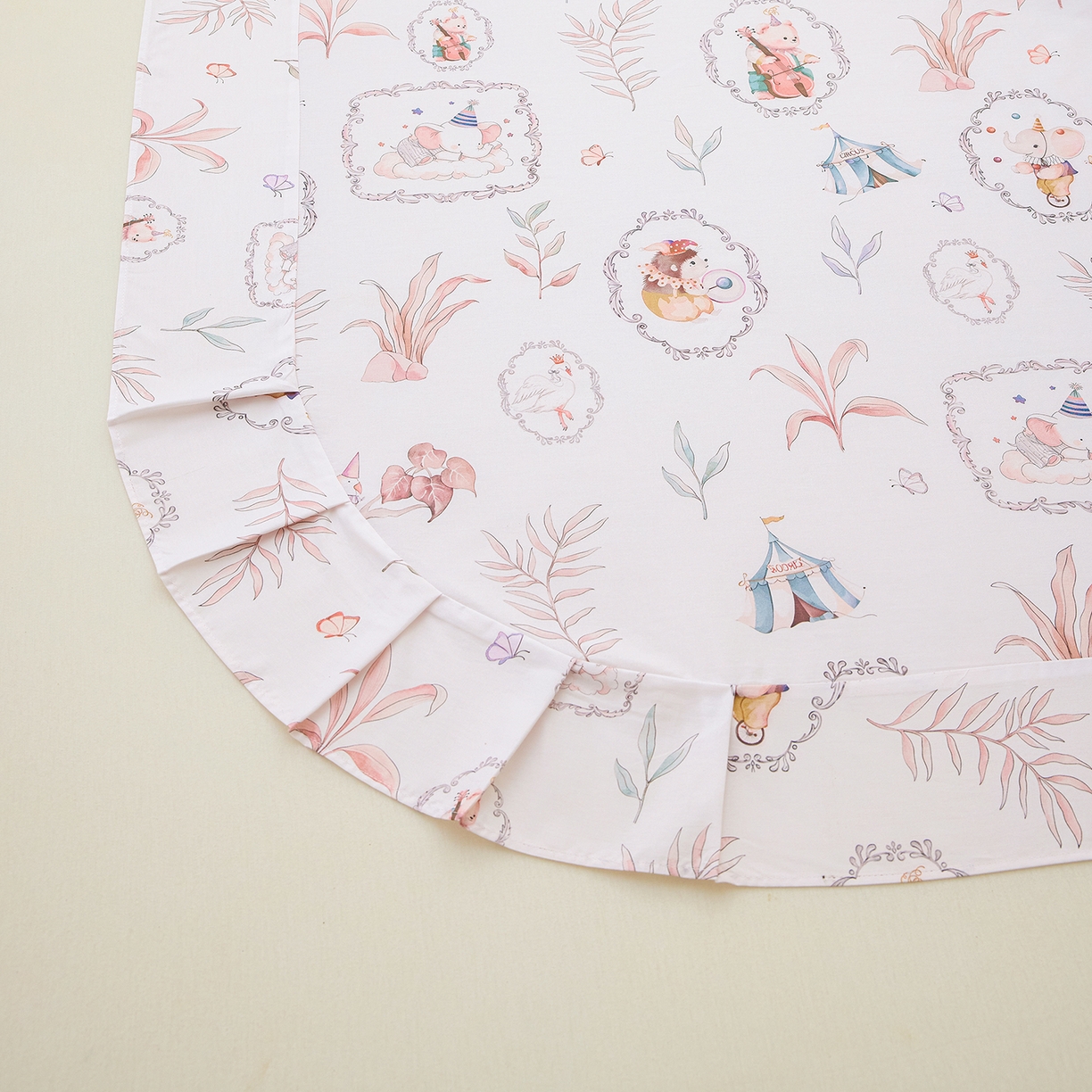 91家纺网 家纺一手货源 找家纺 元元家居（元元被业） 2026新款全棉13372套件及单品【印花款】-单床单 乐园粉