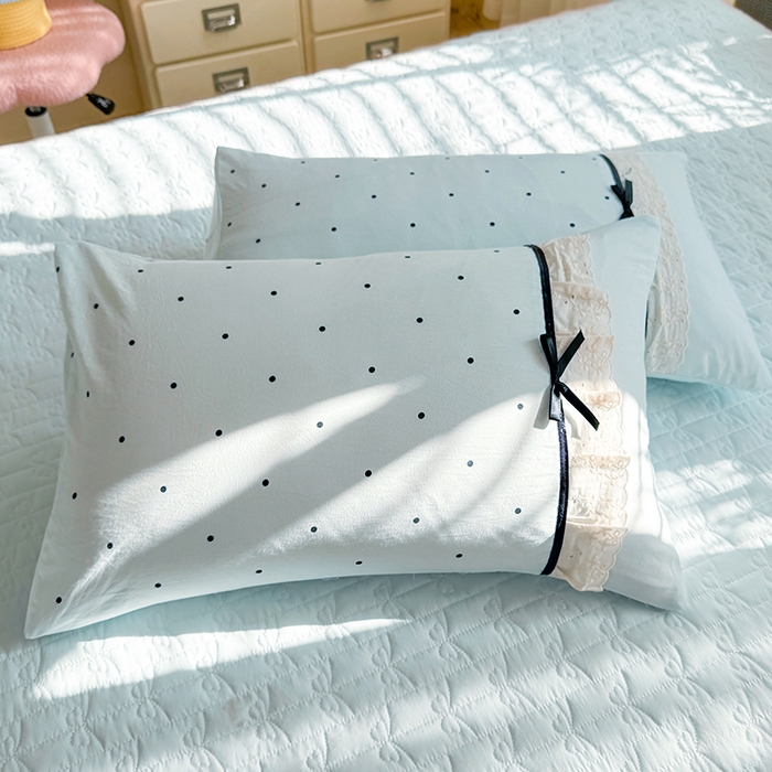 91家纺网 家纺一手货源 找家纺 （总）漫布云家纺 2026新款春夏古法水洗棉床盖款四件套-波点系列