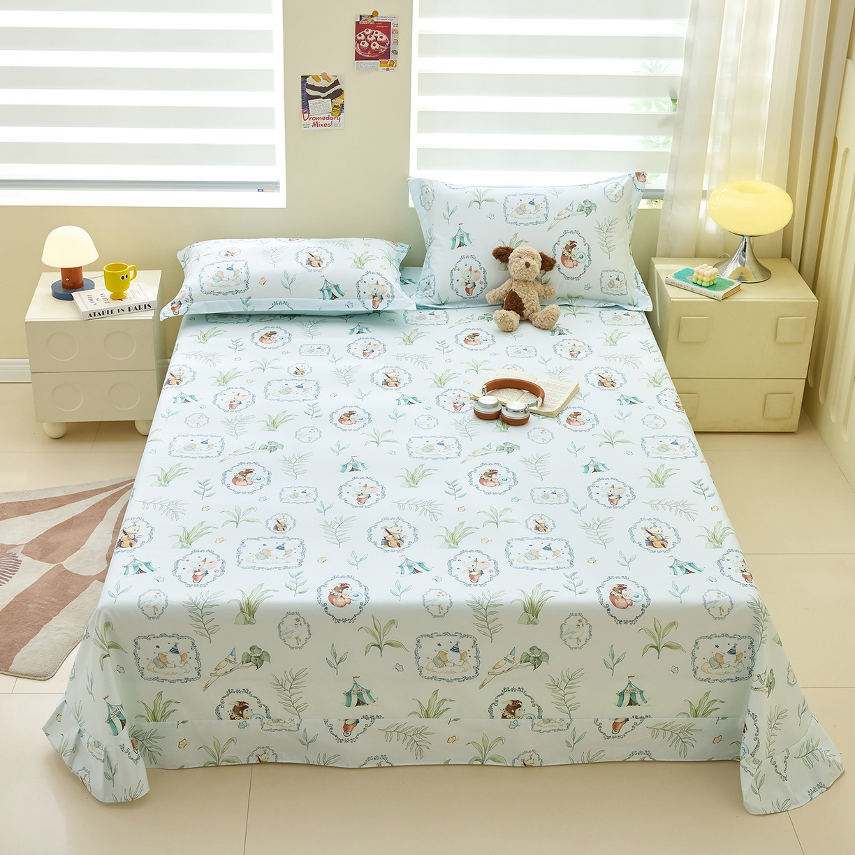 元元家居（元元被业） 2026新款全棉13372套件及单品【印花款】-单床单 乐园绿