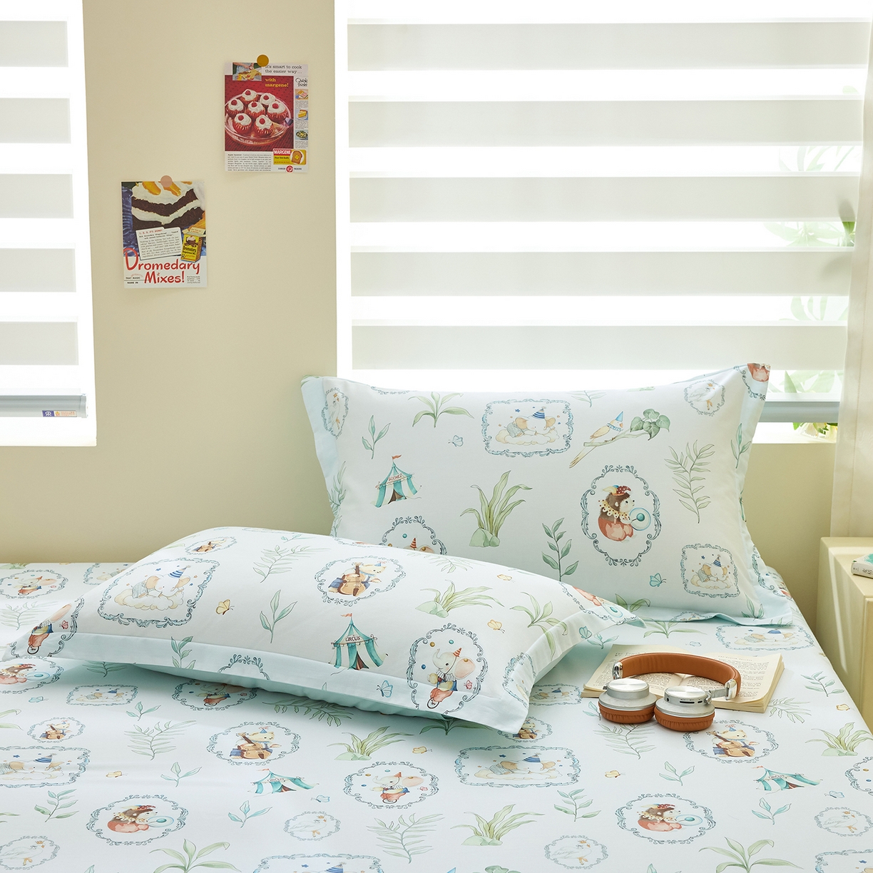 91家纺网 家纺一手货源 找家纺 元元家居（元元被业） 2026新款全棉13372套件及单品【印花款】-单床单 乐园绿